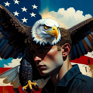 Bald Eagle American Flag Indie Portrait