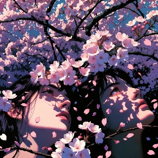 Cherry Blossom Pink Petals Falling Indie Aesthetic Portrait