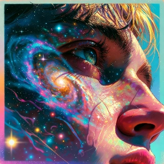 Cosmic Galaxy Portrait in Indie Aesthetic Style
