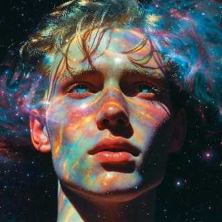 Cosmic Nebula Boy Indie Aesthetic Portrait