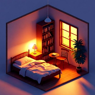 Cozy Isometric Pixel Bedroom Lo-Fi Vibe