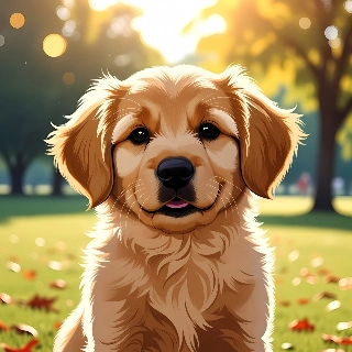 Cute Golden Retriever Puppy in Sunny Indie Park
