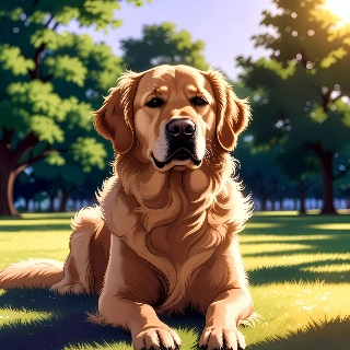 Cute Golden Retriever Sunny Park Indie Aesthetic