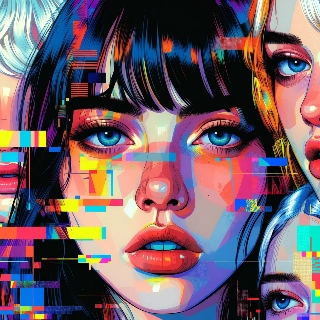 Glitch Art Aesthetic Girl Digital Error Portrait