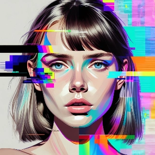 Glitch Art Aesthetic Girl Digital Error Portrait