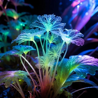 Glowing Bioluminescent Plants Neon Indie Aesthetic
