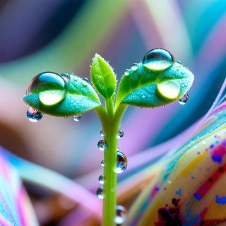 Green Sprout Macro with Morning Dew in Indie Aesthetic