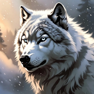Icy Blue Eyed Snow Wolf Winter Indie Art