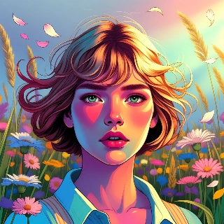Indie Aesthetic Girl in Cottagecore Flower Field