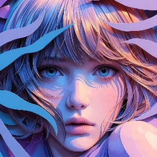 Layered Paper Cut Indie Girl Portrait