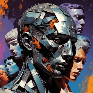 Metallic 3D Abstract Sculpture Head