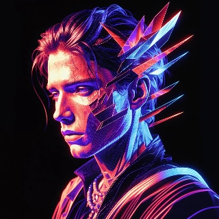 Neon Glowing Indie Profile Line Art