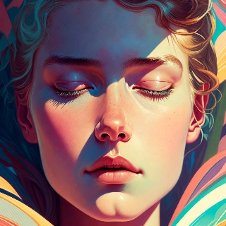 Peaceful Meditation Girl Closed Eyes Indie Art