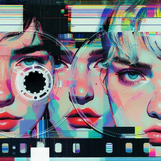 Retro VHS Glitch Portrait Aesthetic