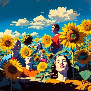Serene Sunflower Field Portraits in Indie Aesthetic Style