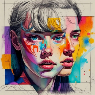 Split-Face Indie Sketch Portrait Drawing
