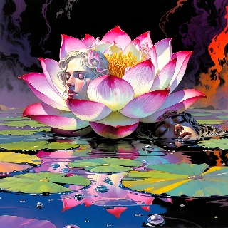 Zen Lotus Flower Woman in Indie Aesthetic