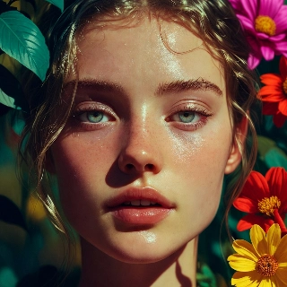 Clean Girl with Flowers Minimalist Nature Aesthetic