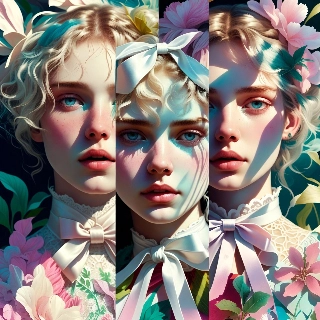 Coquette Blonde Girl Ribbons Flowers Aesthetic Portrait