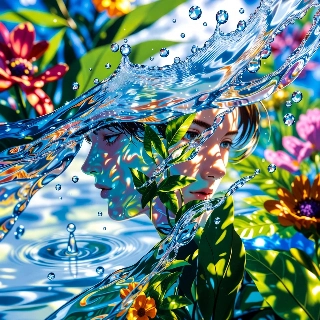 Crystal Clear Water Splash Face Nature Art
