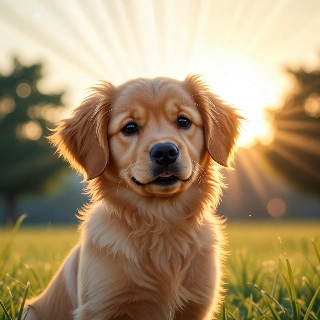 Cute Golden Retriever Puppy in Sunny Park Aesthetic