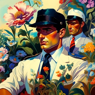 Dapper Officer Polo Aesthetic Floral Portrait
