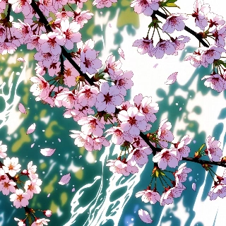 Falling Cherry Blossom Petals in Aesthetic Anime Style