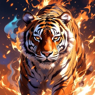 Fiery Powerful Tiger in Dynamic Aesthetic Art