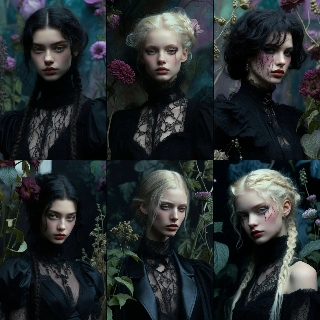 Gothic Chic Black Lace Mysterious Flower Portraits