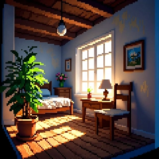 Isometric Pixel Cozy Room Lo-Fi Vibe