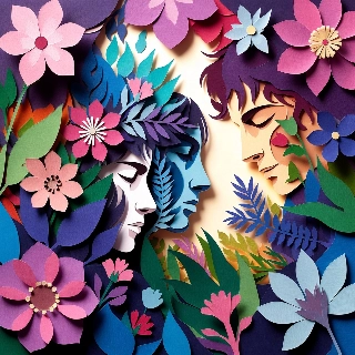 Layered Paper Cut Floral Profiles Art