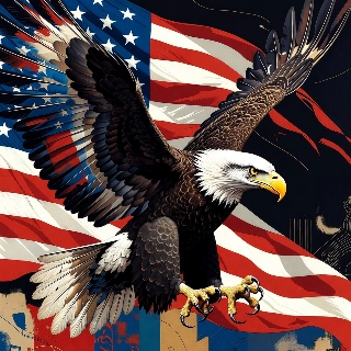 Majestic Bald Eagle American Flag Patriotic Art Style