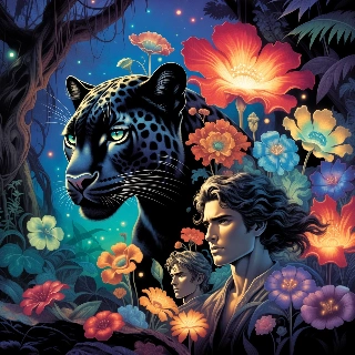 Mysterious Black Panther in Jungle Night Aesthetic