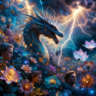 Mystical Dragon Clouds Lightning Aesthetic PFP