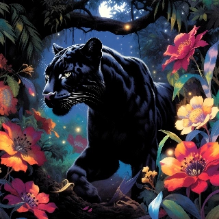 Sleek Black Panther in Jungle Night Aesthetic