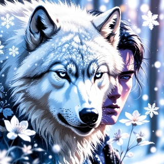Snow Wolf Icy Blue Eyes Winter Aesthetic Portrait