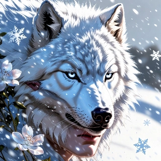 Snow Wolf Icy Blue Eyes Winter Aesthetic Portrait
