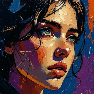 Vibrant Oil Painting Portrait Woman Thick Strokes
