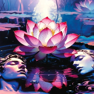 선(禪) 연꽃 연못의 고요함 예술