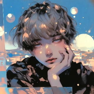 Bored Cool Anime Boy Leaning Hand Vintage Aesthetic