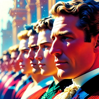 Ethereal Vintage Gentleman Profiles Glowing Light