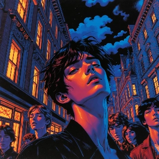 Exhausted Stylish Youth in Neon City Night