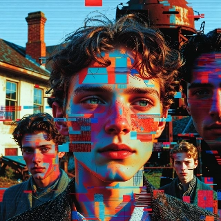 ศิลปะแบบ Glitch Art สุนทรียภาพ ชายหนุ่ม ทิวทัศน์วินเทจ