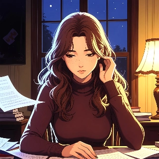 Lo-Fi Anime Girl Studying Night Vintage Aesthetic