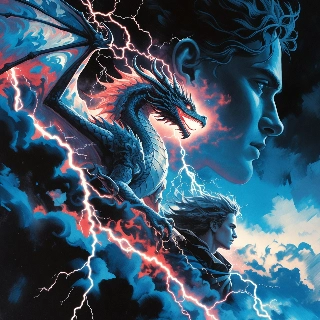 Mystische Drachenwolken, Blitze, Vintage-Ästhetik