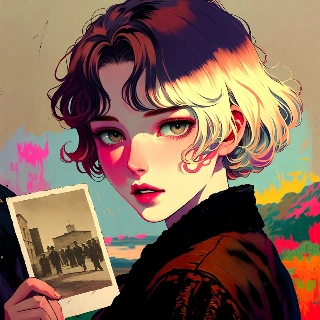 Nostalgic Anime Girl Holding Vintage Photo Aesthetic