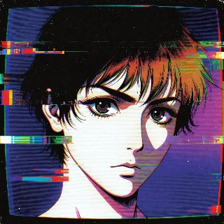 Retro VHS Glitch Anime Girl Portrait