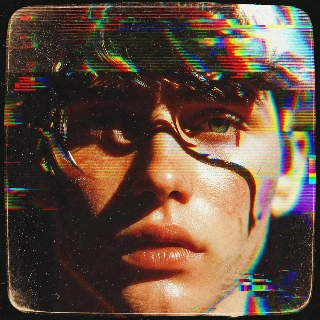 Retro VHS Glitch Portrait Aesthetic