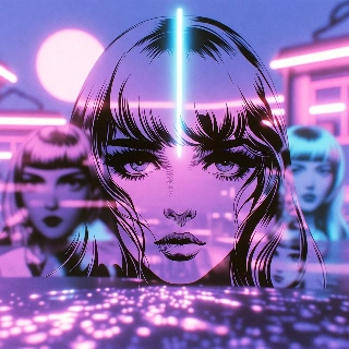 Vaporwave 80s Neon Pastel Portrait