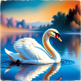 Vintage Aesthetic White Swan Calm Lake